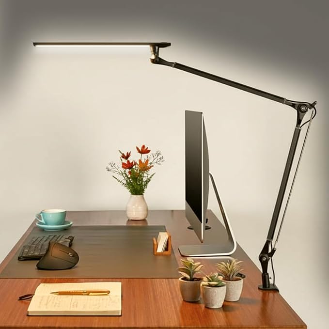 Uplift E7 LED Desk Lamp with Clamp - Black Lamp and Base - Aura Lighting