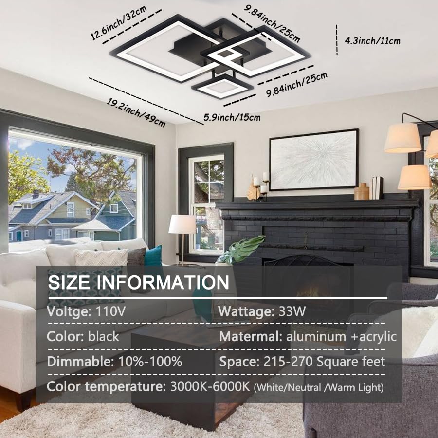 Modern Black Led Ceiling Light 3