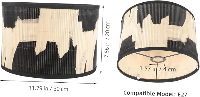 ARTIBETTER Bamboo Lamp Shade Vintage Drum Lampshade Chandelier Lamp Covers Replacement Light Accessory for Pendant Floor Light Home Lighting Accessories