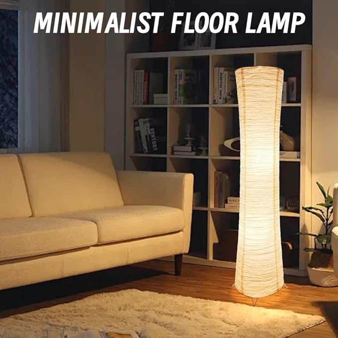 YY YEARCHY Floor Lamp Paper Lamp Standing Lamps with Rice Paper Shade for Bedroom Livingroom Slim