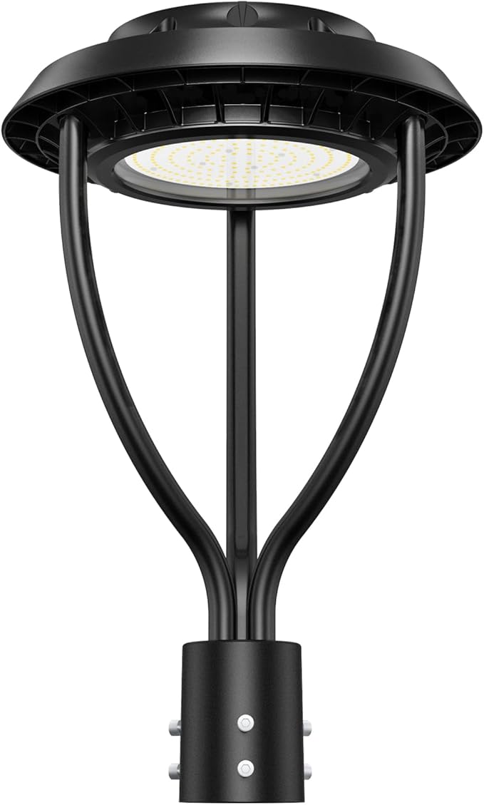 100W LED Post Top Light with Photocell, 100W 80W 60W Adjustable 15000Lm 5000K Outdoor Pole Lights, IP65 Waterproof Post Light Fixtures for Garden Yard Pathway Lighting ETL DLC Listed AC100-277V - Aura Lighting