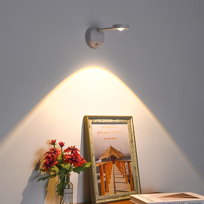 Wireless Picture Light Battery Operated, 2200mAH Rechargeable Painting Light with Motion Sensor and Rotatable Tube, Art Display Light for Picture