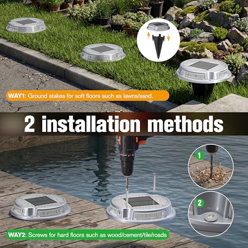 Solar Driveway Deck Dock Marine Lights 2 Colors Modes (12 Count)