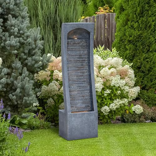 42H Modern Curved Indoor Water Fountain with LED Lighting