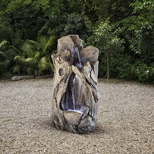 WIN270 52" Outdoor Rainforest Waterfall Tree Trunk Fountain with LED Lights