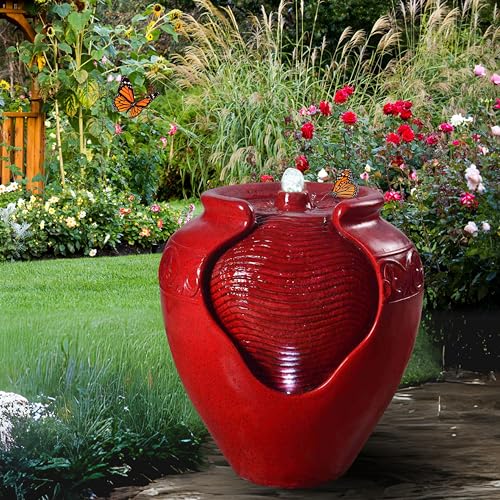 Outdoor Pot Fountain with LED Lights and Pump