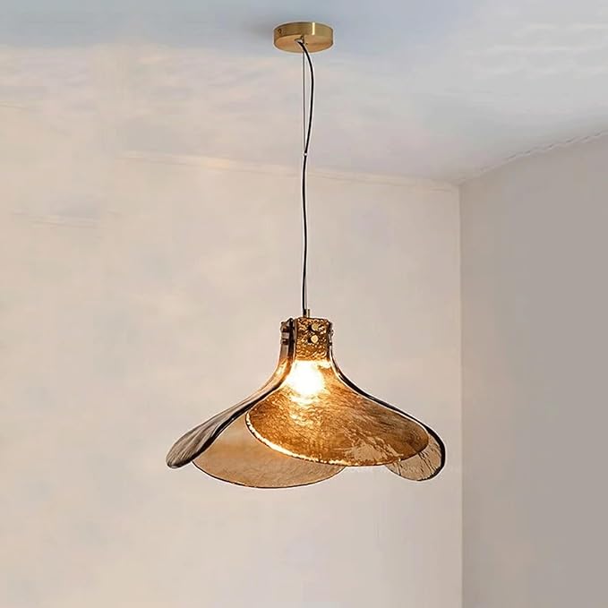 Vintage Wabi-sabi Style Chandelier French Retro Dining Pendant Light, Coffee Shop bar Bedside lamp, Coffee-Colored Glass Dining Table Home Lighting Fixture