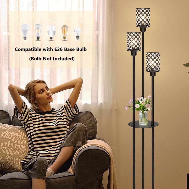 Gold Floor Lamps for Living Room (Black)