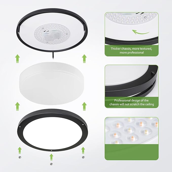 13 Inch Led Ceiling Light Fixture - 4 Pack 36W Flush Mount Ceiling Lights dimmable 3600LM 3000K/3500K/4000K/5000K/6000K Luxurious for Kitchen Hallway Stairwell Bedroom Bathroom - Aura Lighting