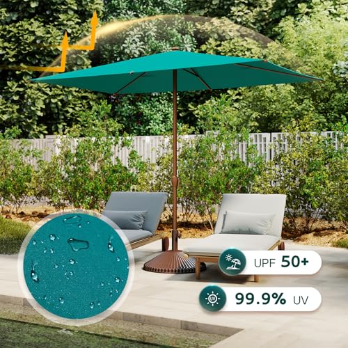 6.5FT Outdoor Patio Umbrella Outdoor Table Umbrella with Crank Market Umbrella 6 Sturdy Ribs UV Protection Waterproof and Push Button Tilt for Garden Deck Backyard Pool