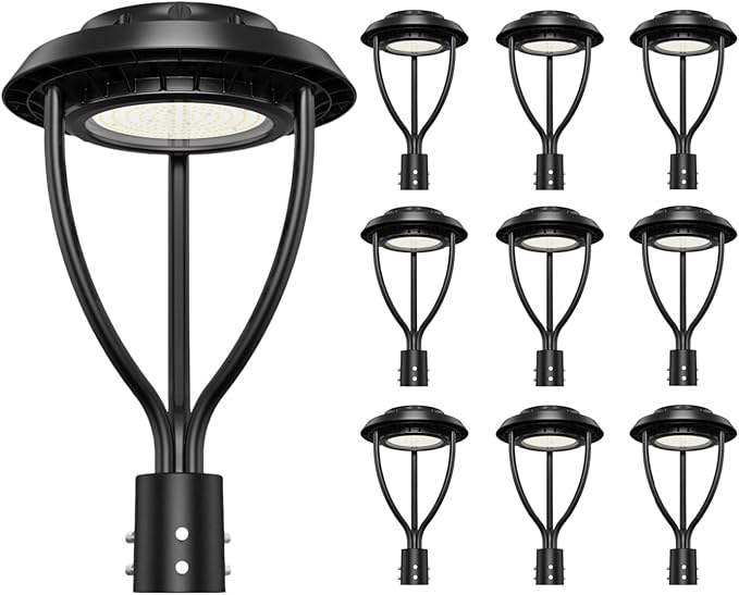 10Pack LED Post Top Light 80W 64W 48W Adjustable with Dusk to Dawn Photocell,12000LM 5000K Outdoor Pole Lights, IP65 Waterproof Outdoor Post Light Fixtures for Garden Yard ETL DLC Listed - Aura Lighting