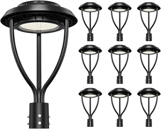 10Pack LED Post Top Light 60W 48W 36W Adjustable with Dusk to Dawn Photocell,9000LM 5000K Outdoor Pole Lights, IP65 Waterproof Outdoor Post Light Fixtures for Garden Yard ETL DLC Listed - Aura Lighting