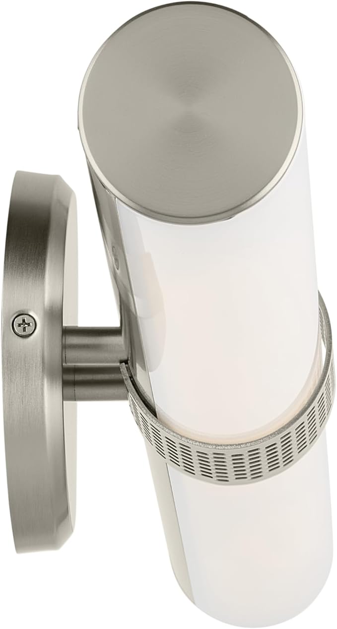 Kichler Sashi 32" LED Large Bath Bar with White Glass in Brushed Nickel, Modern, for Vanity, Fireplace, Buffet, Hallway, Vanity Mirror, (32" W x 5" H) 55193NILED
