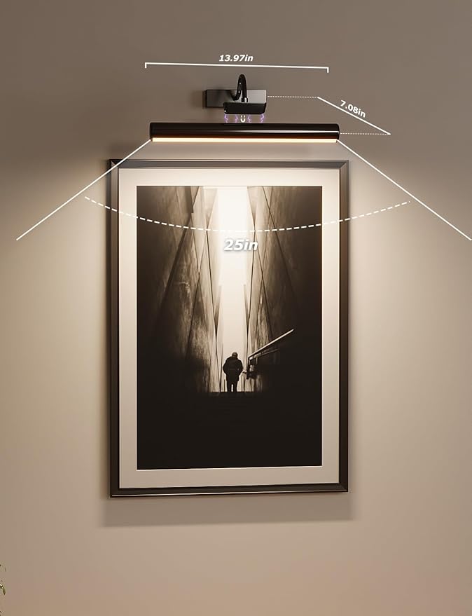 Wireless Picture Light with Remote, Battery Operated Wall Sconce 5000mAh, 3 Color Modes and Dimmable LED Wall Lights with Timer for Painting, Frame, Gallery, Dartboard, Bedroom (Black-2Pack)