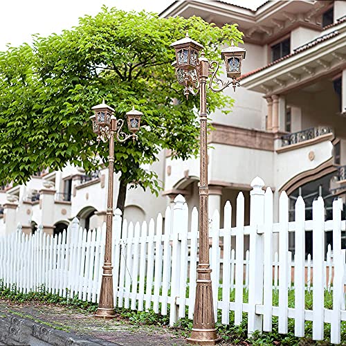 1.75M 3 Heads High Pole Outdoor Post Lamp Waterproof Abollard Column Lamp Street Light Glass Lampshade Lawn Floor Lamp for Porch