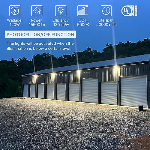 LED Wall Pack Light 120W with Dusk to Dawn Photocell and Glass Lens LED Security Flood Commercial and Industrial Outdoor LED Wall Lights Out Door for House Warehouses UL Listed