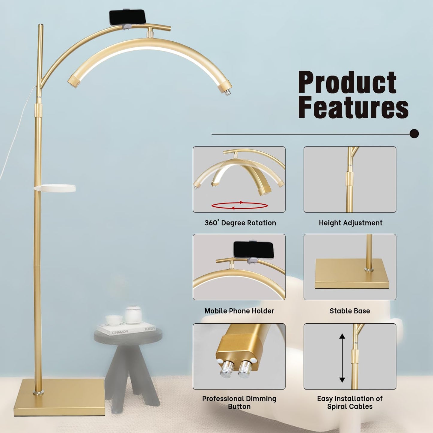 LED Half Moon Lash Light Lamp for Eyelash Extensions X Gold