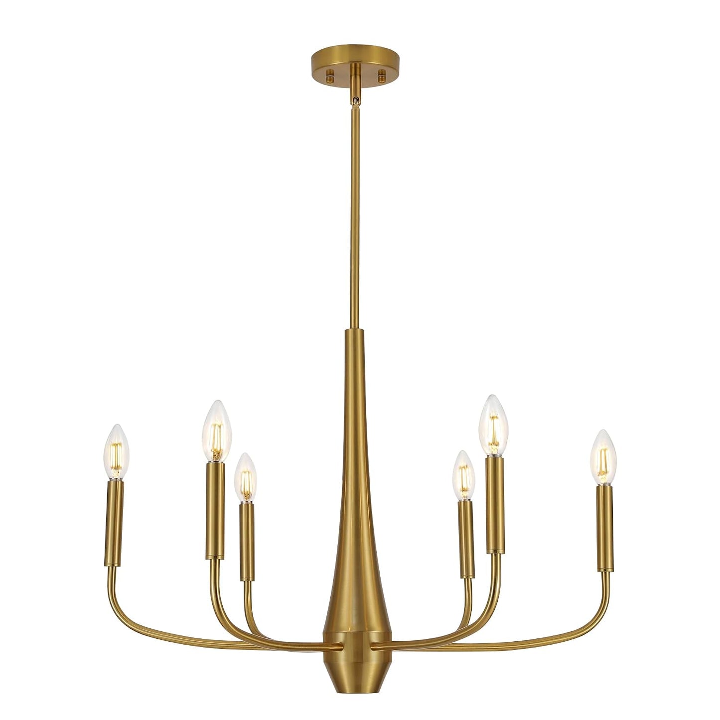 Gold Chandelier Light Fixture, 6-Light Modern Farmhouse Kitchen Chandeliers Over Table Hanging, Industrial Metal Chandeliers for Dining Room Entryway Bedroom Living Room Foyer Hallway