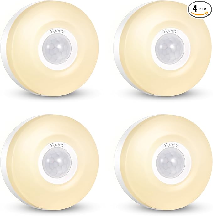 YELKO Night Light Plug in, 200LM Super Bright Plugin Nightlights, [4Pack] LED Motion Sensor Night Lights Plug Into Wall, Auto On/Off Smart Warm White Lights for Bathroom,Hallway,Stairs.