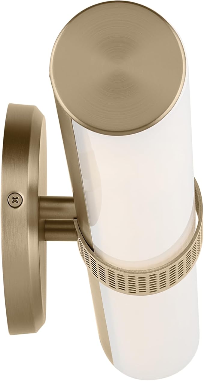 Kichler Sashi 32" LED Large Bath Bar with White Glass in Champagne Bronze, Modern, for Vanity, Fireplace, Buffet, Hallway, Vanity Mirror, (32" W x 5" H) 55193CPZLED