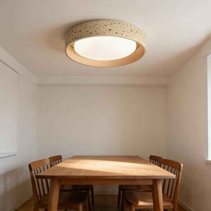 Modern Flush Mount Ceiling Light, Stone Resin Round Ceiling Lamp, Nordic Minimalist Sandstone Style Lighting Fixture for Bedroom, Living Room, Study Room, Hallway Decor(16.5" (42cm))