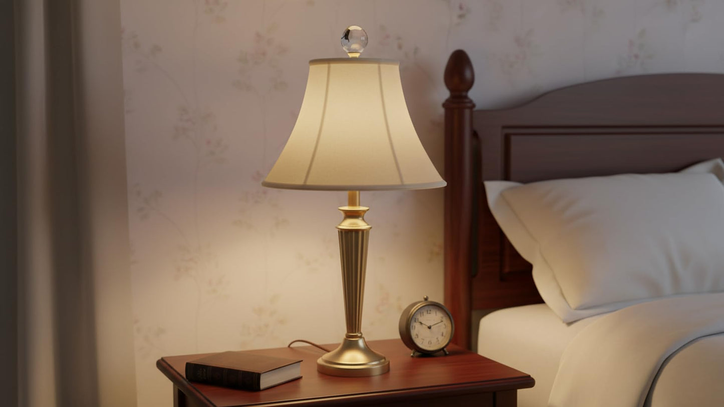 38004 Traditional Handsewn Bell Shaped Collapsible Spider Construction Lamp Shade in Cream