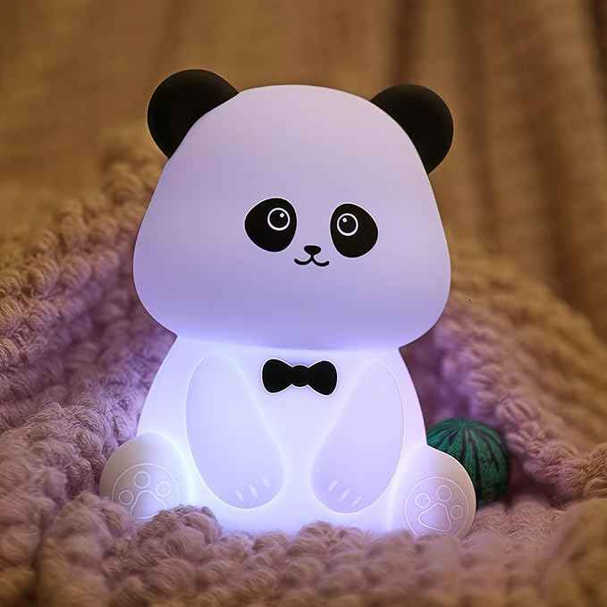 Panda Lamp for Kids Room, Pat Control Panda Light for Breastfeeding, Silicone Night Light Nursery Bedside Lamp, Rechargeable Touch Table Lamp with RGB Mode for Bedrooms/Living Room/Decor/Gift
