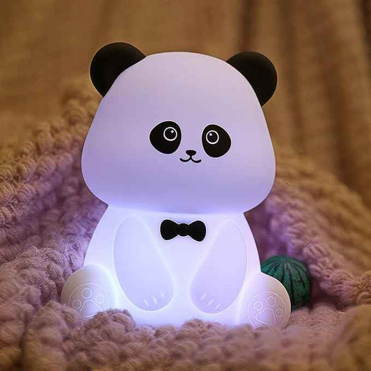 Panda Lamp for Kids Room, Pat Control Panda Light for Breastfeeding, Silicone Night Light Nursery Bedside Lamp, Rechargeable Touch Table Lamp with RGB Mode for Bedrooms/Living Room/Decor/Gift