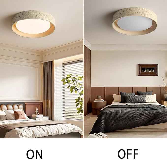 Modern Flush Mount Ceiling Light, Stone Resin Round Ceiling Lamp, Nordic Minimalist Sandstone Style Lighting Fixture for Bedroom, Living Room, Study Room, Hallway Decor(16.5" (42cm))