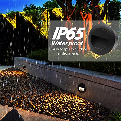 3W LED Recessed Step Light Warm White 120V IP65 Waterproof Black (4 Count)