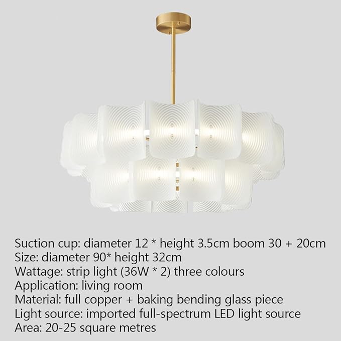 LED Wabi-sabi Style Living Room, Light Luxury Full Copper Decorative Bedroom Study Sample Lamps and Lanterns,Double,90cm (Double 90cm)
