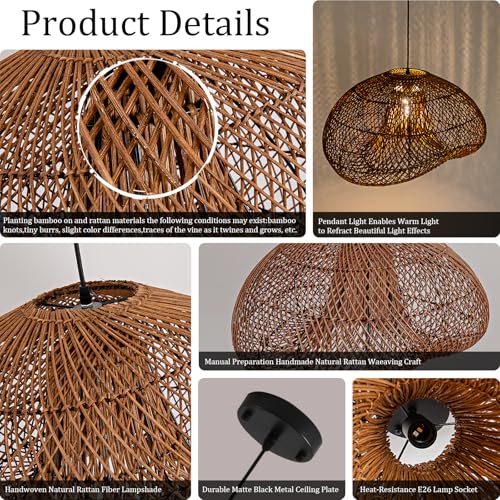 23.6" Rattan Pendant Light