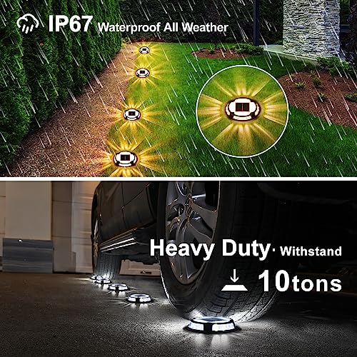 Solar Driveway Deck Dock Marine Lights 2 Colors Modes (12 Count)