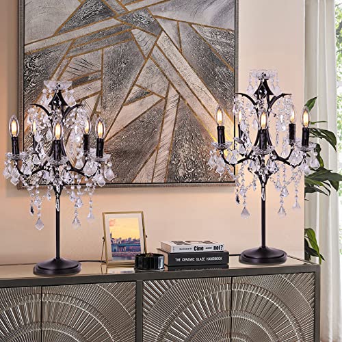 5 Light Farmhouse Tranditional Crystal Table Lamp