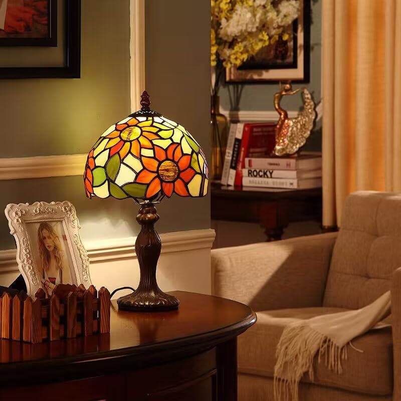 Tiffany Lamp Rose Flower Stained Glass Table Lamp for Bedroom