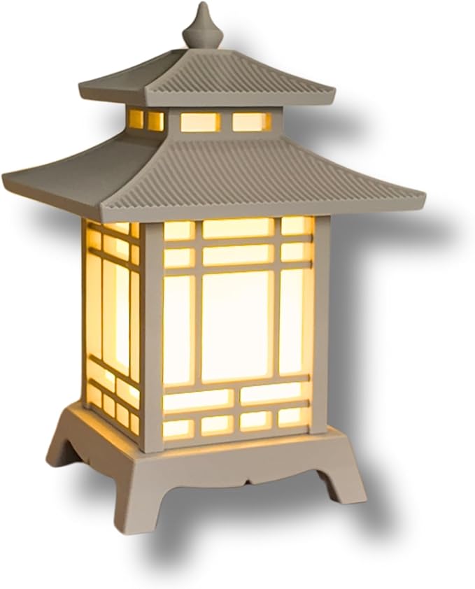 Japanese Pagoda Lantern - Exquisite Japanese Decor for Home and Room | Unique Desk Lamp and Table Lamp Design | Mini Pagoda Transforms Any Space (Ivory White (8.75in Tall))