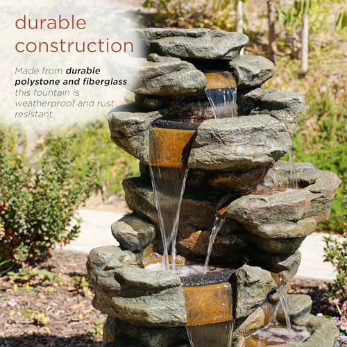 51" Tall 6 Tier Outdoor Rainforest Waterfall Floor Fountain