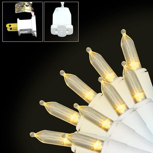 100-Count Warm White LED Christmas String Lights, 35 Ft White Wire, UL Certified Connectable, Mini Xmas Lights Outdoor or Indoor