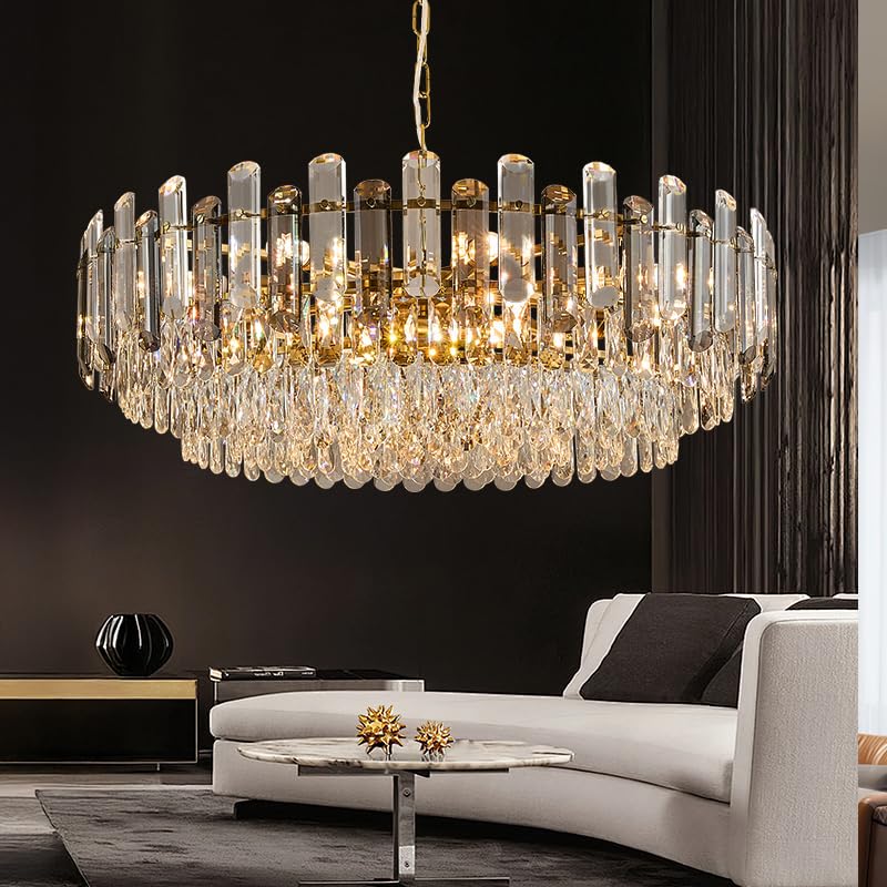 31.5" Modern Crystal Chandelier Gold 3