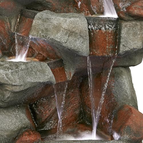 WIN1548 Outdoor Floor Cascading Stone Fountain with LED Lights