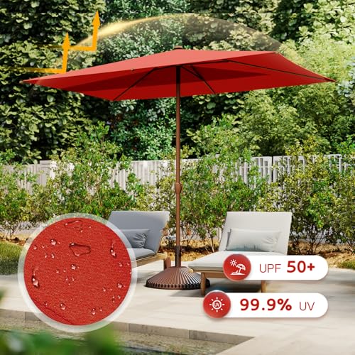 6.5FT Outdoor Patio Umbrella Outdoor Table Umbrella with Crank Market Umbrella 6 Sturdy Ribs UV Protection Waterproof and Push Button Tilt for Garden Deck Backyard Pool