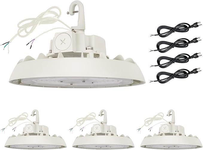UFO Led High Bay Light, 100/125/150W, Up to 21000LM, 2CCT 4000K/5000K, 0-10V Dimmable High Bay Led Shop Lights for Barn Gym Factory Warehouse,6' Cable Selectable, UL & DLC Listed