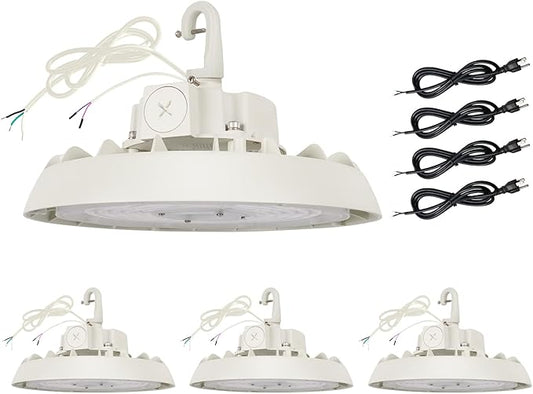 UFO Led High Bay Light, 100/125/150W, Up to 21000LM, 2CCT 4000K/5000K, 0-10V Dimmable High Bay Led Shop Lights for Barn Gym Factory Warehouse,6' Cable Selectable, UL & DLC Listed