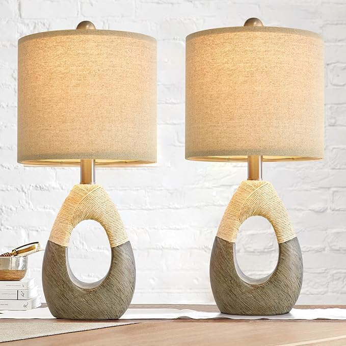 19” Boho Table Lamps Bedroom Living Room Set 2 (2 Count)
