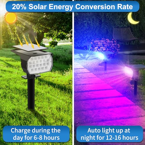 Solar Color Changing Spot Lights Outdoor Waterproof Colored RGB Solar Powered Landscape Lights for Yard 7 Lighting Modes Multicolor Solar Spotlights for Pathway Garden Outside (10 Count)