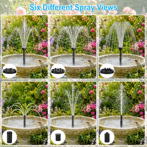 15W Solar Fountain Pump with 6 Spray Modes for Bird Bath Pond Outdoor