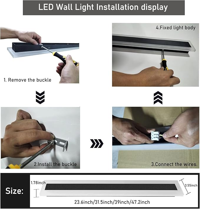 1 Pack 47INCH Long Outdoor LED Wall Light,38W Waterproof IP65 Warm White 110V led Wall Mount Lighting Fixture Rectangular Black Garage Wall Lights Elegant Frosted White Acrylic Anti Rust