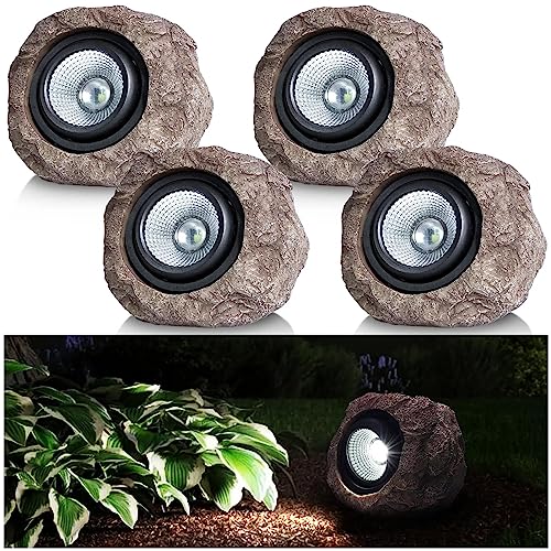 Solar Garden Rock Lights Outdoor (4 Count)
