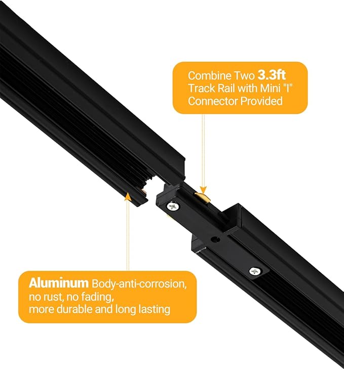 VANoopee 3-Color Zoomable 6 Light LED Track Lighting Kit with 6.6FT H Type Track Lighting Rail, LED Track Light Heads Dimmable Modern Kitchen Track Lighting Fixtures Ceiling Spotlight 10W 1000lm Black - Aura Lighting