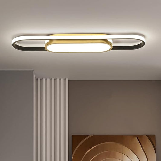 Tioolo Modern LED Flush Mount Ceiling Lights Dimmable LED Ceiling Lamp with Remote Control 2.3ft Acrylic Linear Ceiling Lighting Fixtures for Living Room Kitchen Dining Room Bedroom (40W/3000-6500K) - Aura Lighting